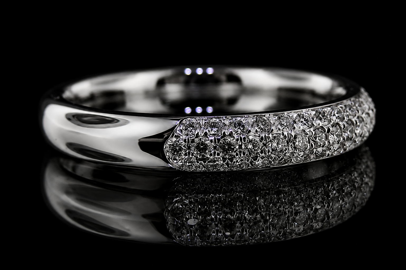 Three-Row Diamond Platinum Band (band076)