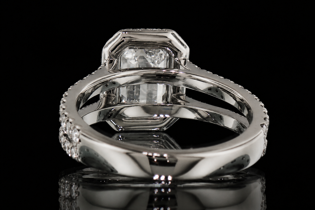 Emerald Cut Halo Engagement Ring (eng379)