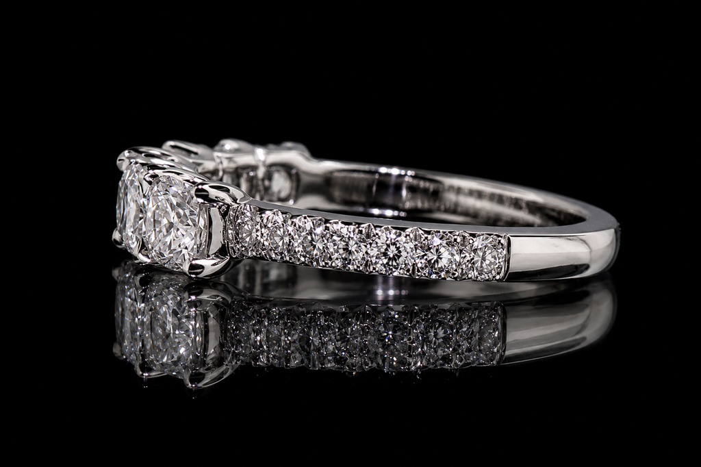 Six-Stone Round Diamond Platinum Wedding Band (band097)