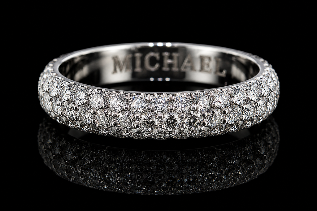 Three-Row Round Diamond Band (band049)