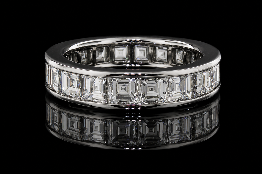 Asscher Cut Diamond Platinum Eternity Band (band099)