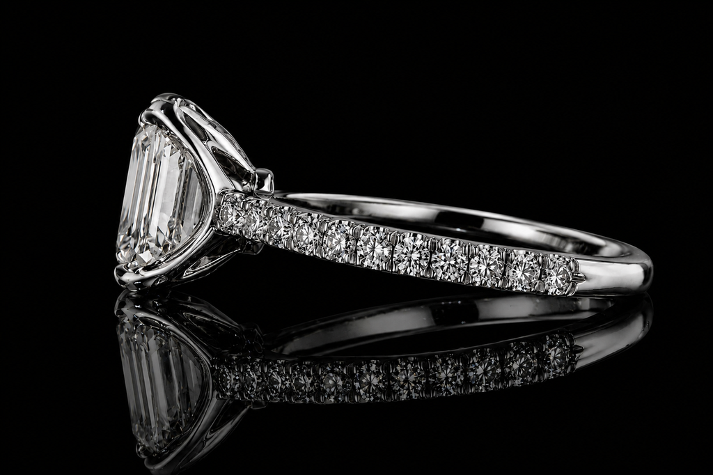 Emerald Cut Diamond Solitaire Engagement Ring (eng346)
