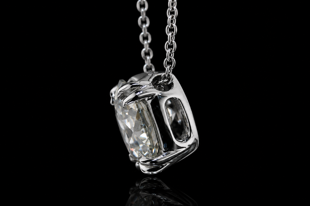 Round Diamond Double Claw Prong Pendant (pend050)