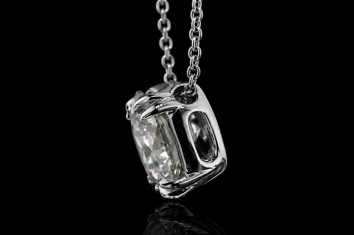 Round Diamond Double Claw Prong Pendant (pend050)