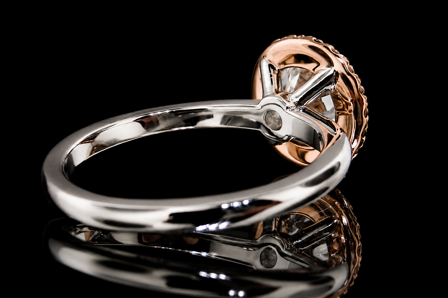 Round Brilliant Diamond Pink Hidden Halo Solitaire Engagement Ring (eng175)