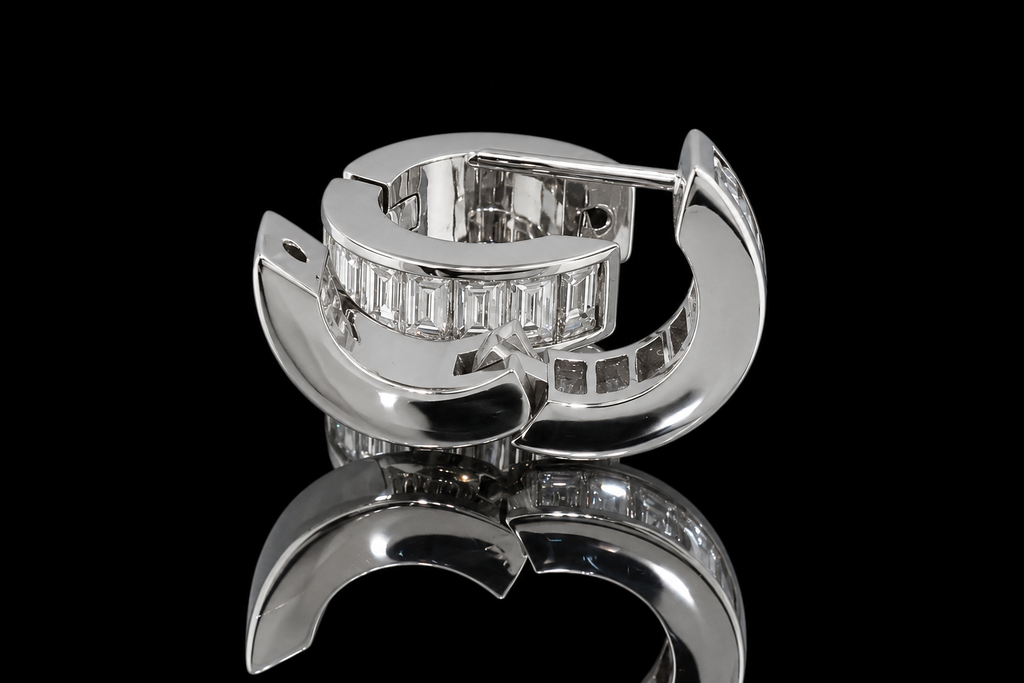 Channel-Set Baguette Diamond Huggies (ear059)