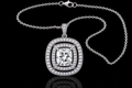 Platinum Cushion Cut Diamond Double Halo Pendant (pend038)