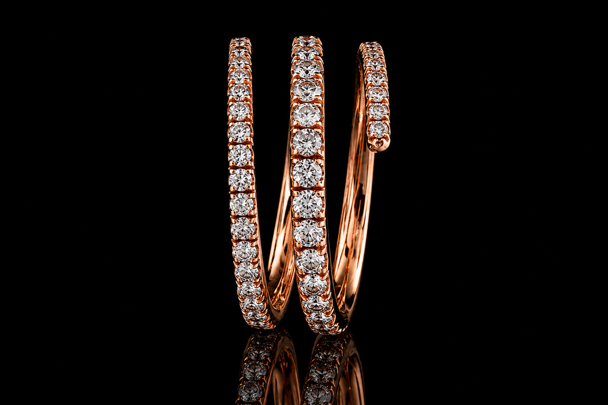 Rose Gold Diamond Spiral Ring (band116)