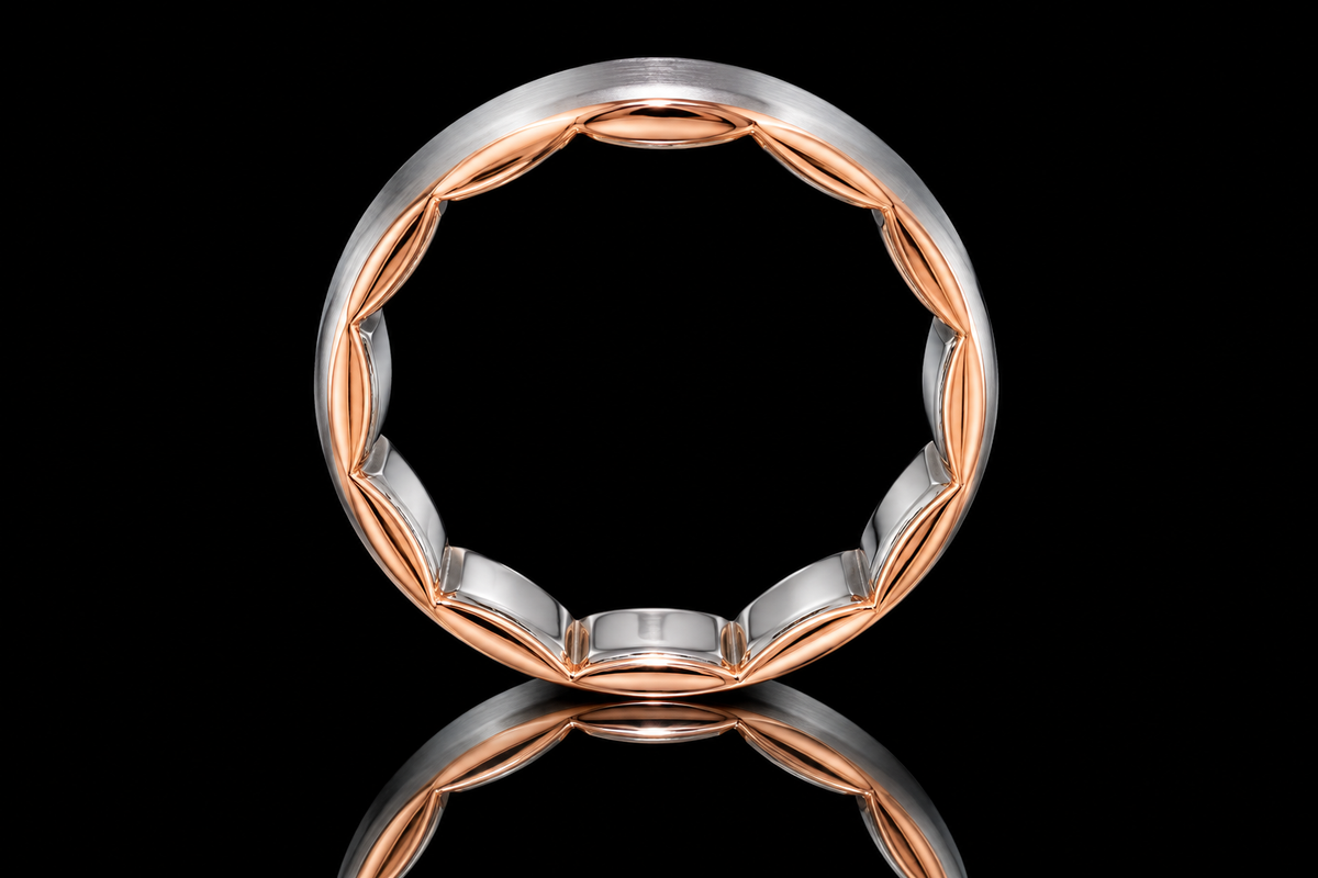 Two-Tone Platinum & Rose Gold Wedding Band (band171)