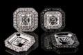 Asscher-Cut Diamond Studs with Removable Halo Jackets (ear025)