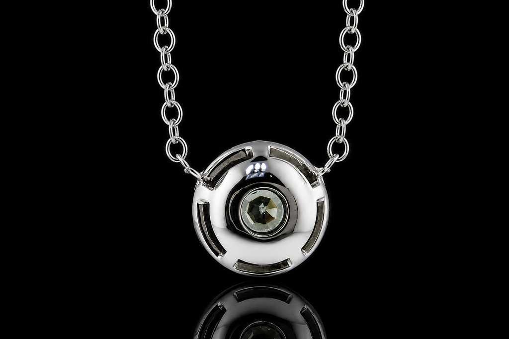Blue Diamond Halo Necklace (pend057)