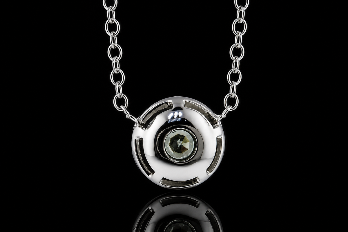 Blue Diamond Halo Necklace (pend057)