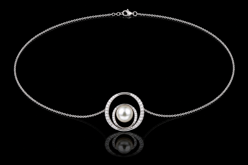 Diamond & Pearl Swirl Pendant (pend047)