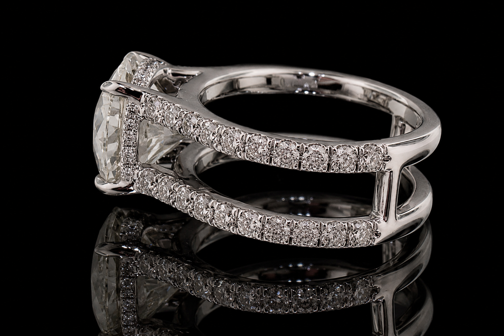 Double Split Shank Round Diamond Engagement Ring in Platinum (eng440)