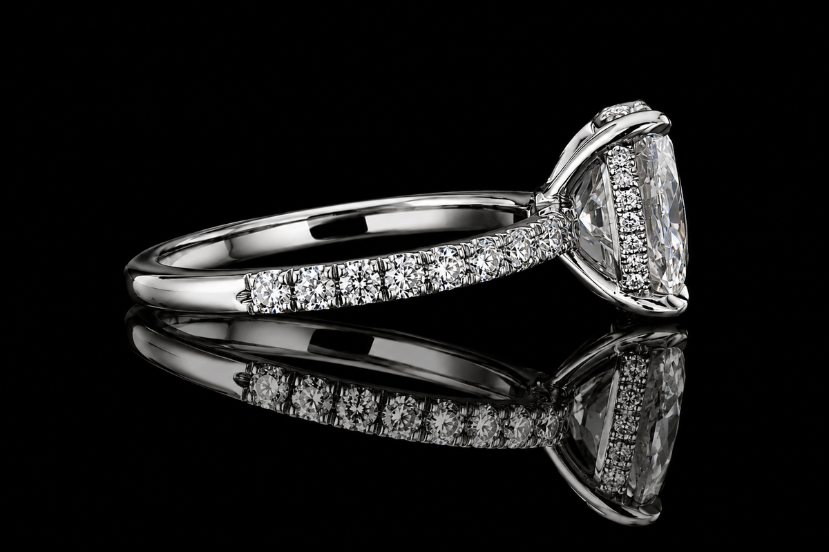 Oval Diamond Halo Engagement Ring (eng342)