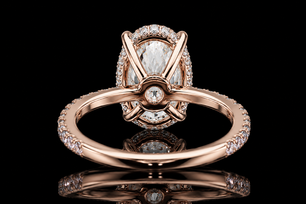 Oval Diamond Hidden Halo Pavé Engagement Ring (eng050)