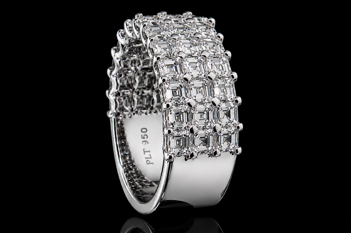 Three-Row Asscher-Cut Diamond Band (band040)
