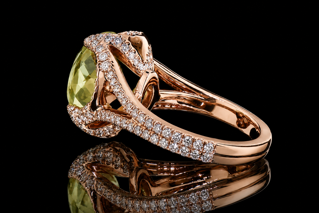 Oval Yellow Sapphire Halo Split Shank Engagement Ring (eng309)