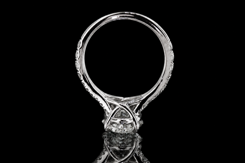 Oval Diamond Split Shank Engagement Ring (eng362)