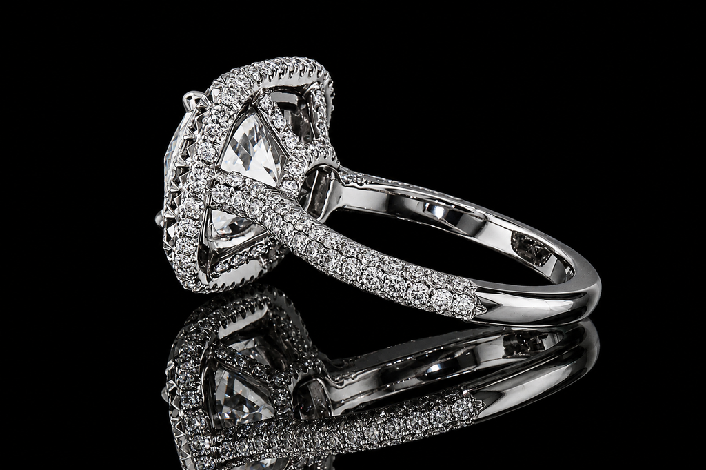Double Halo Round Diamond Engagement Ring (eng353)