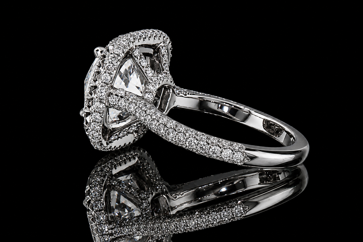 Double Halo Round Diamond Engagement Ring (eng353)