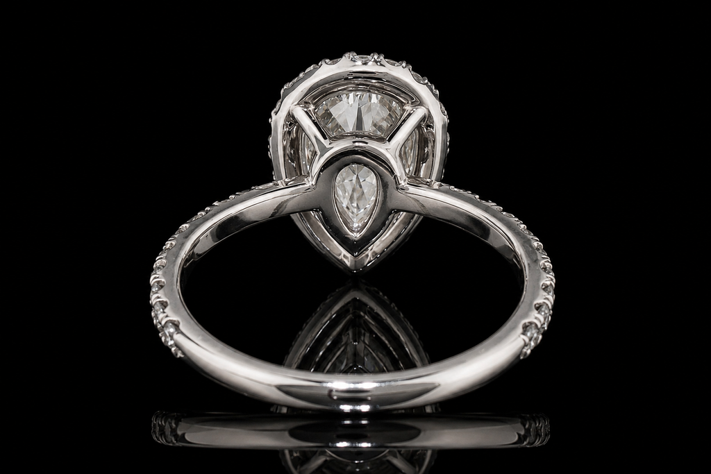 Pear Diamond Halo Engagement Ring (eng435)
