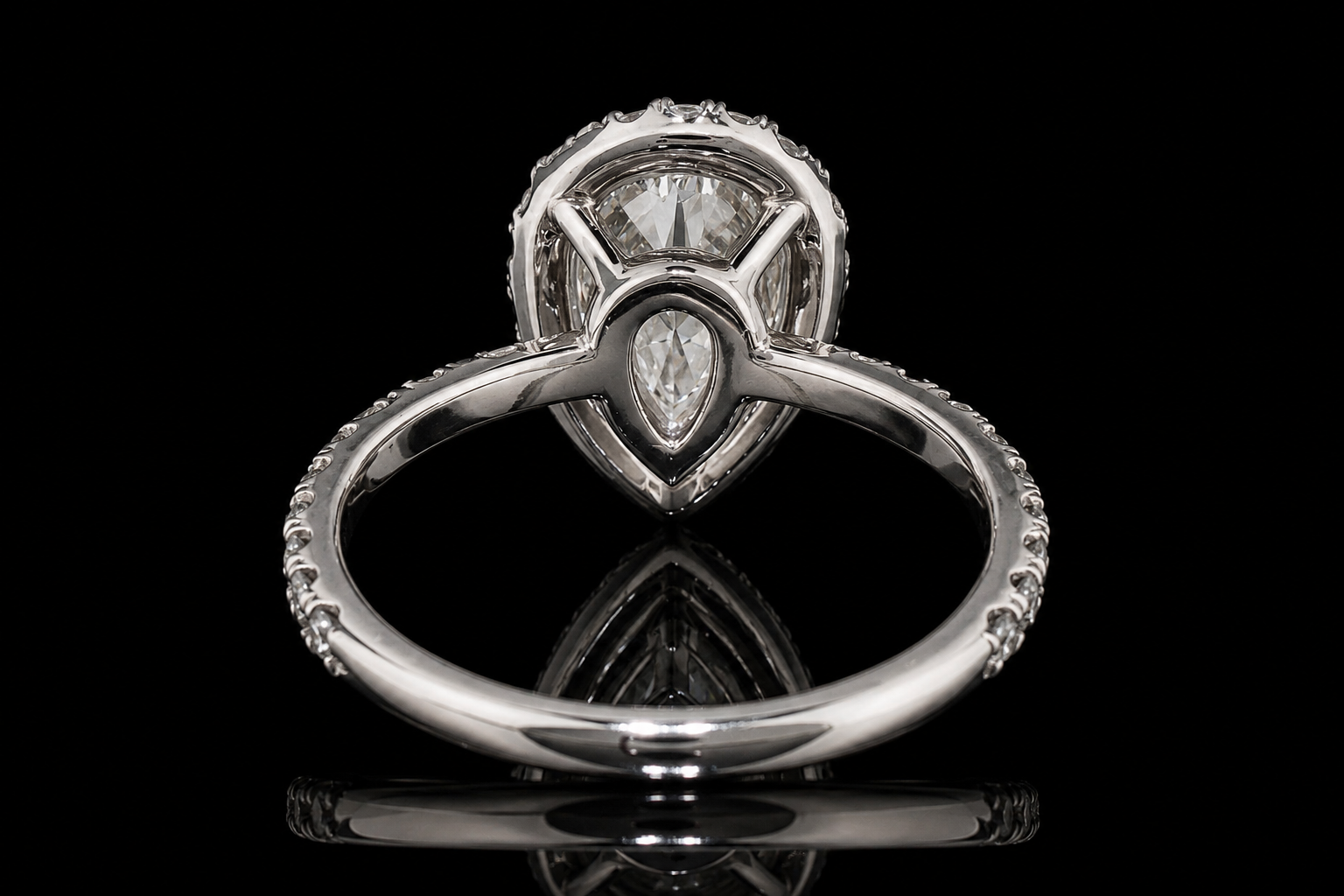 Pear Diamond Halo Engagement Ring (eng435)