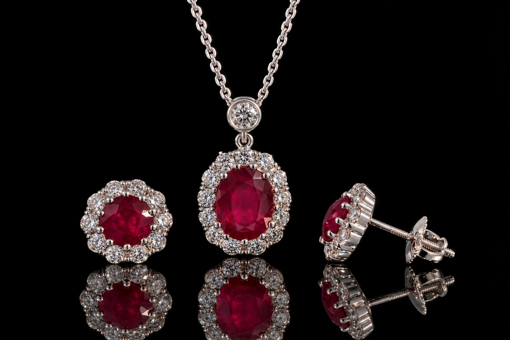 Ruby & Diamond Halo Collection (ear061)