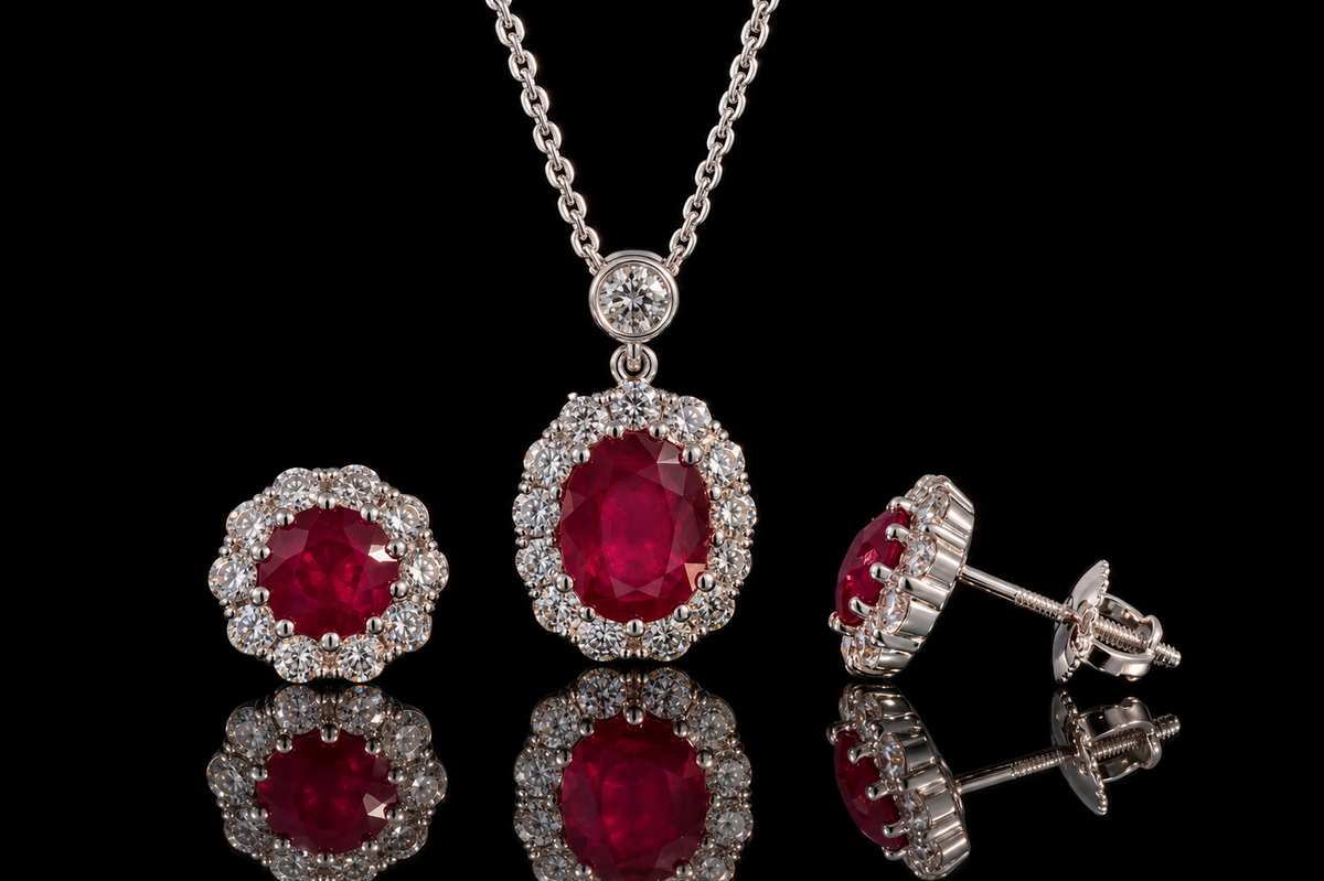 Ruby & Diamond Halo Collection (ear061)