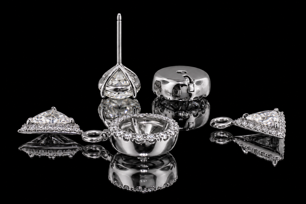 Convertible Diamond Halo & Drop Earrings (ear076)