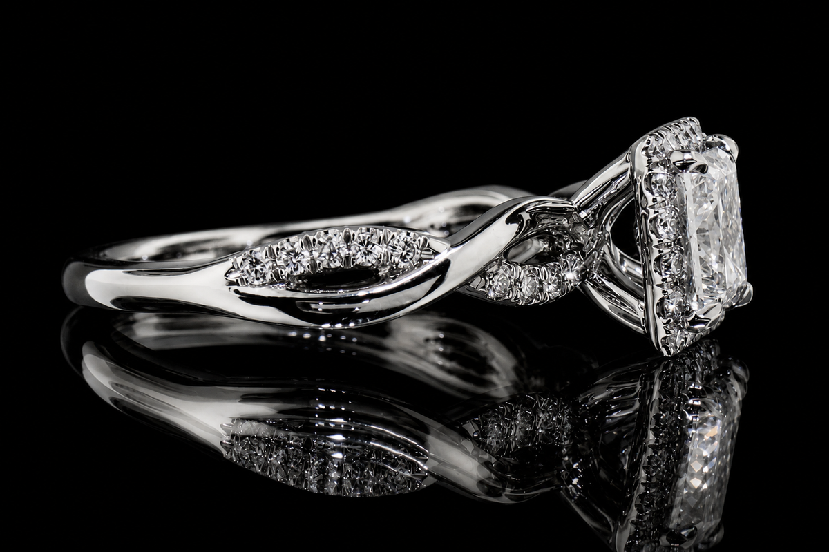 Princess Cut Diamond Halo Infinity Engagement Ring (eng358)