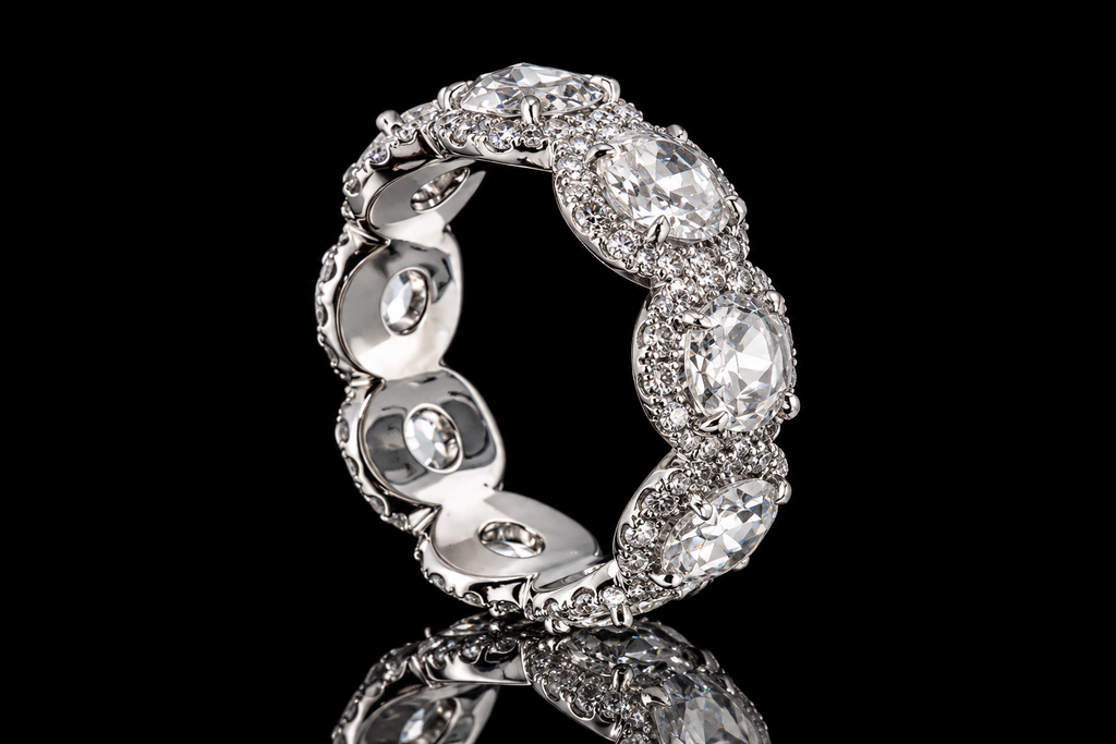 Rose-Cut Diamond Halo Eternity Band (band172)