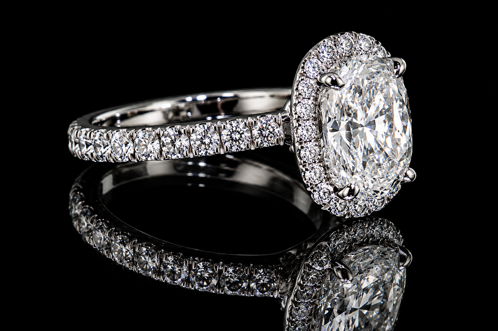 Cushion Cut Diamond Halo Pavé Engagement Ring (eng014)