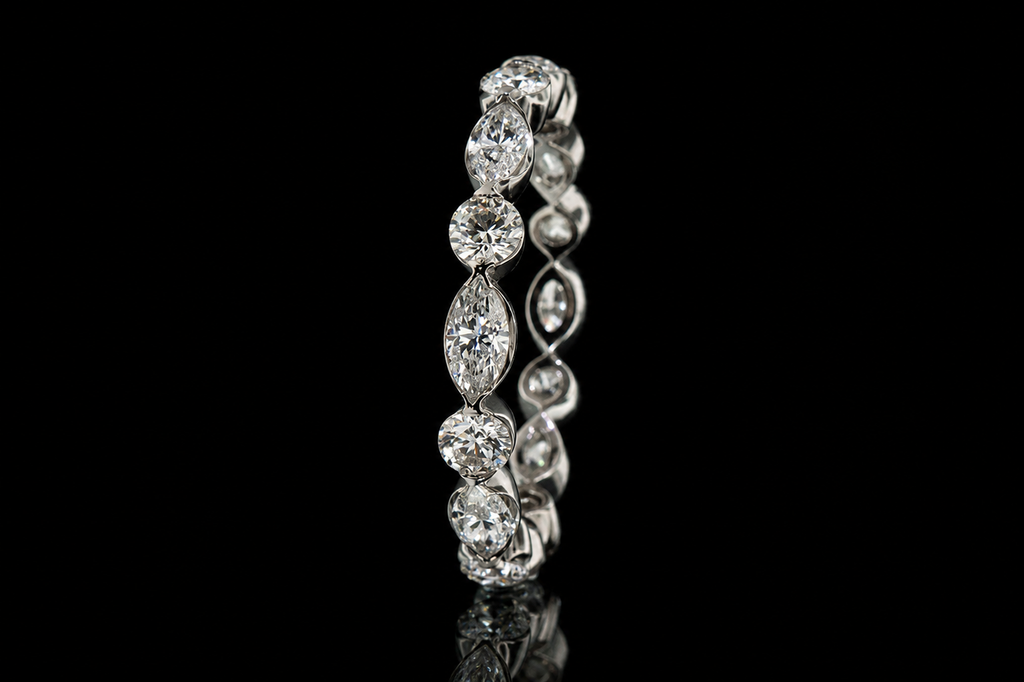 Mixed-Cut Diamond Platinum Eternity Band (band098)