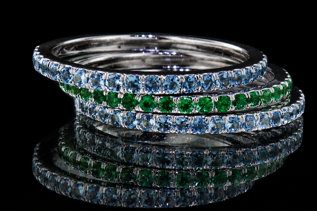 Colored Gemstone Stackable Rings (band011)