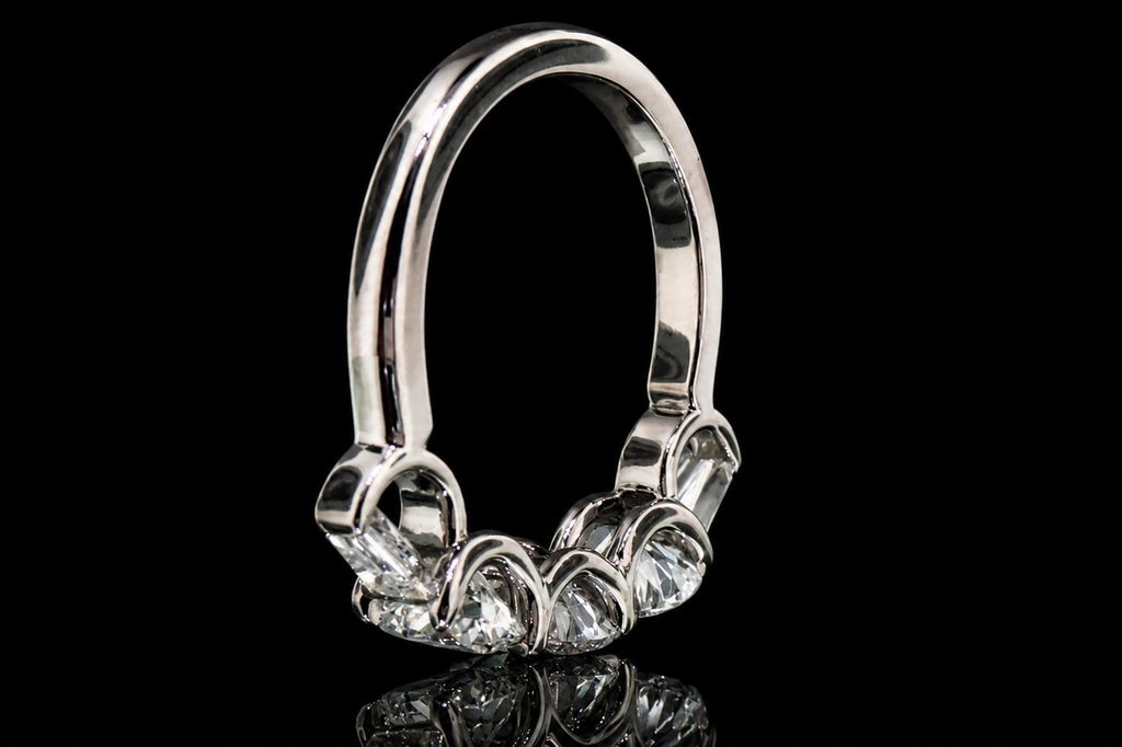 Three-Stone Round Diamond Ring with Tapered Baguettes (band127)