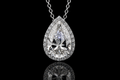 Platinum Pear-Shaped Diamond Halo Pendant (pend008)