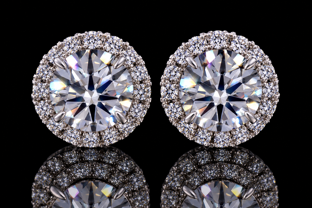 Micropavé Diamond Studs with Removable Halo Jackets (ear002)