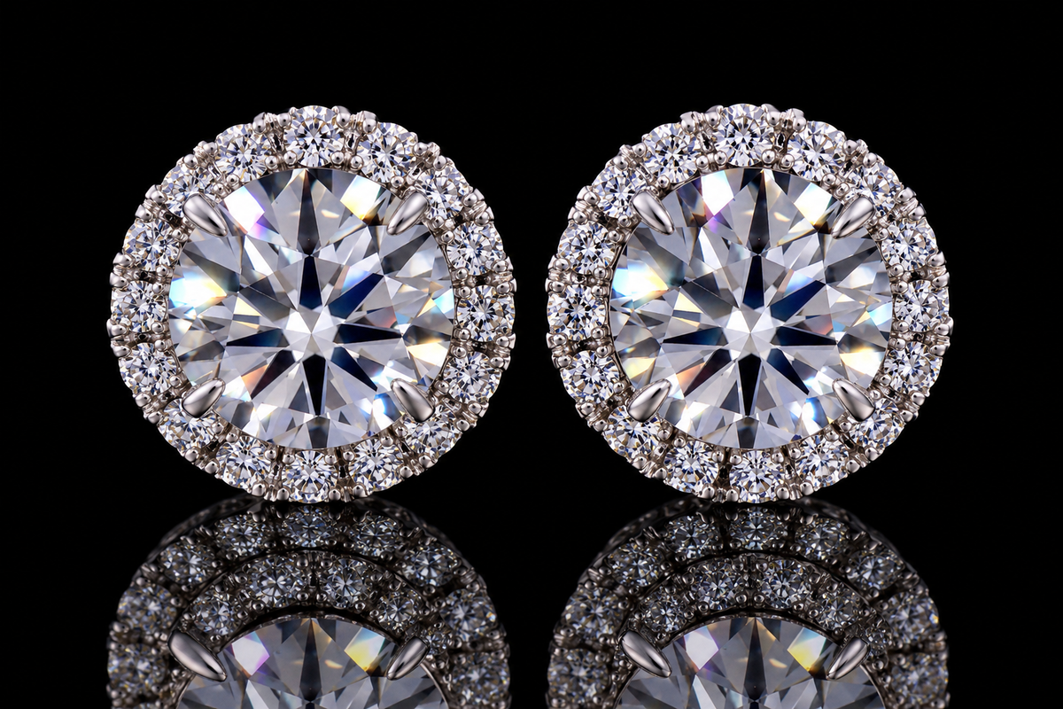 Micropavé Diamond Studs with Removable Halo Jackets (ear002)