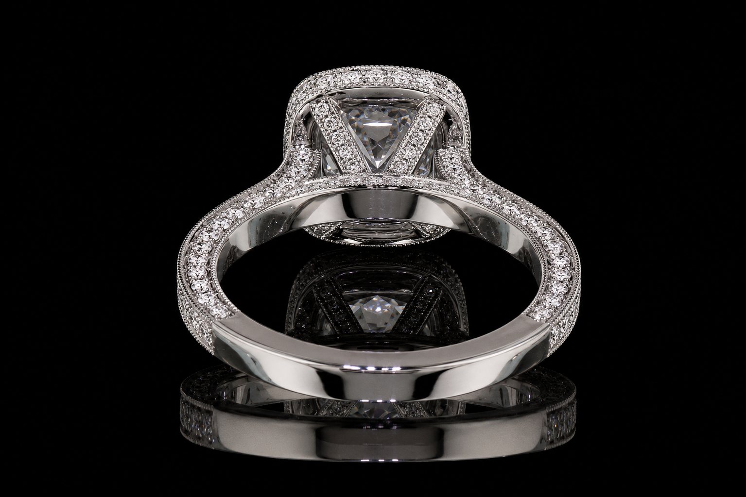 Cushion Cut Diamond Double Halo Engagement Ring (eng356)