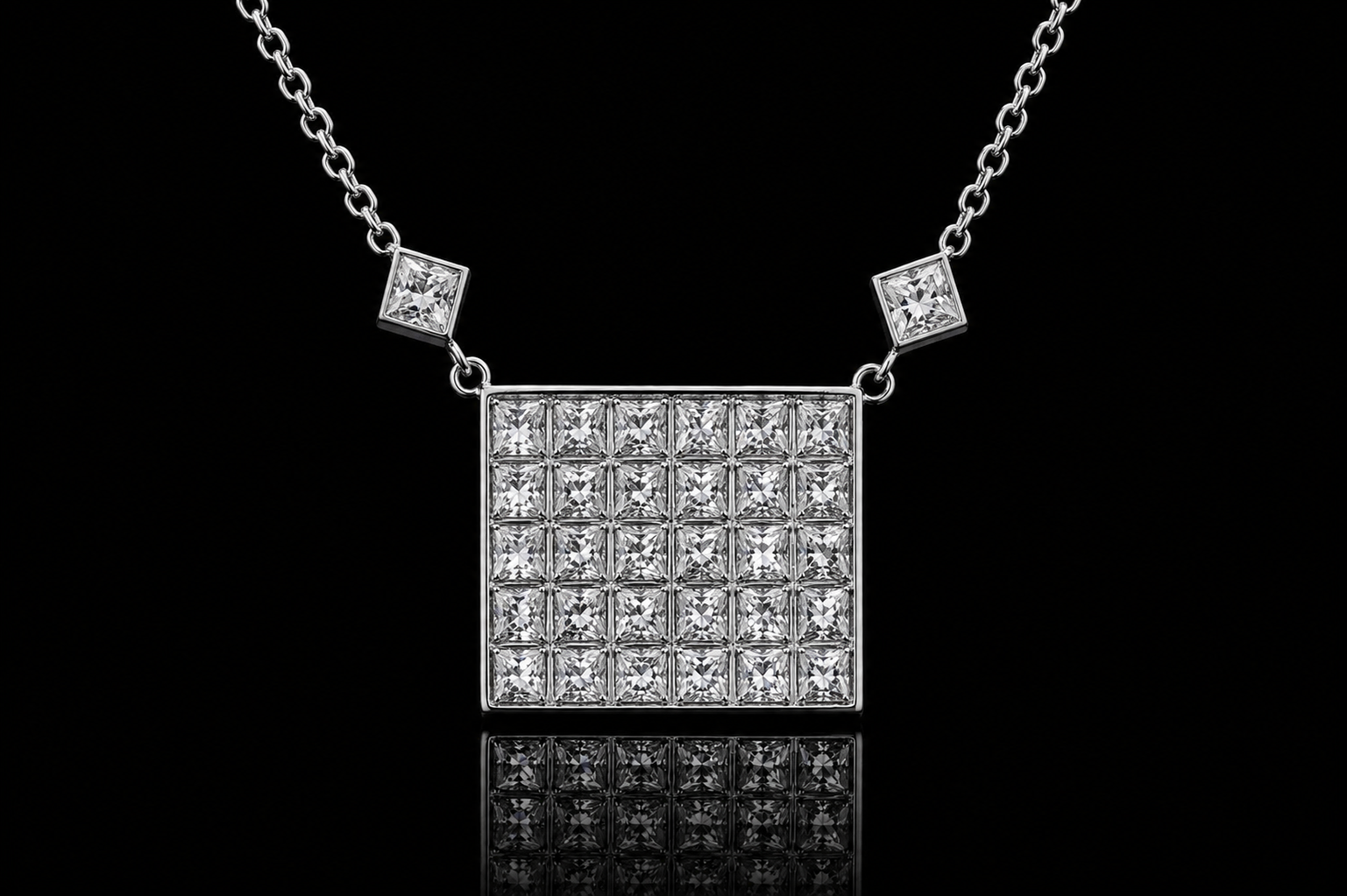 Princess-Cut Diamond by the Yard Necklace (pend063)