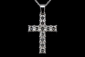 14K White Gold Asscher Cut Diamond Cross Pendant (pend030)