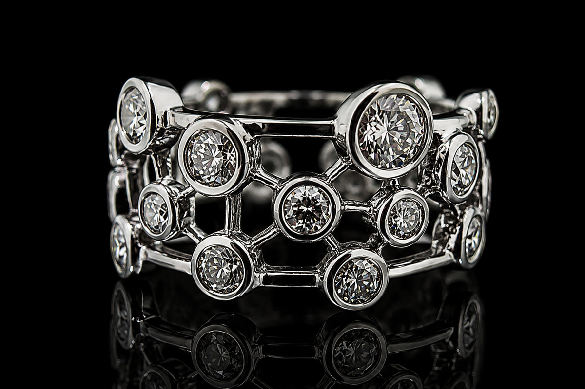 Floating Bezel-Set Diamond Band (band071)