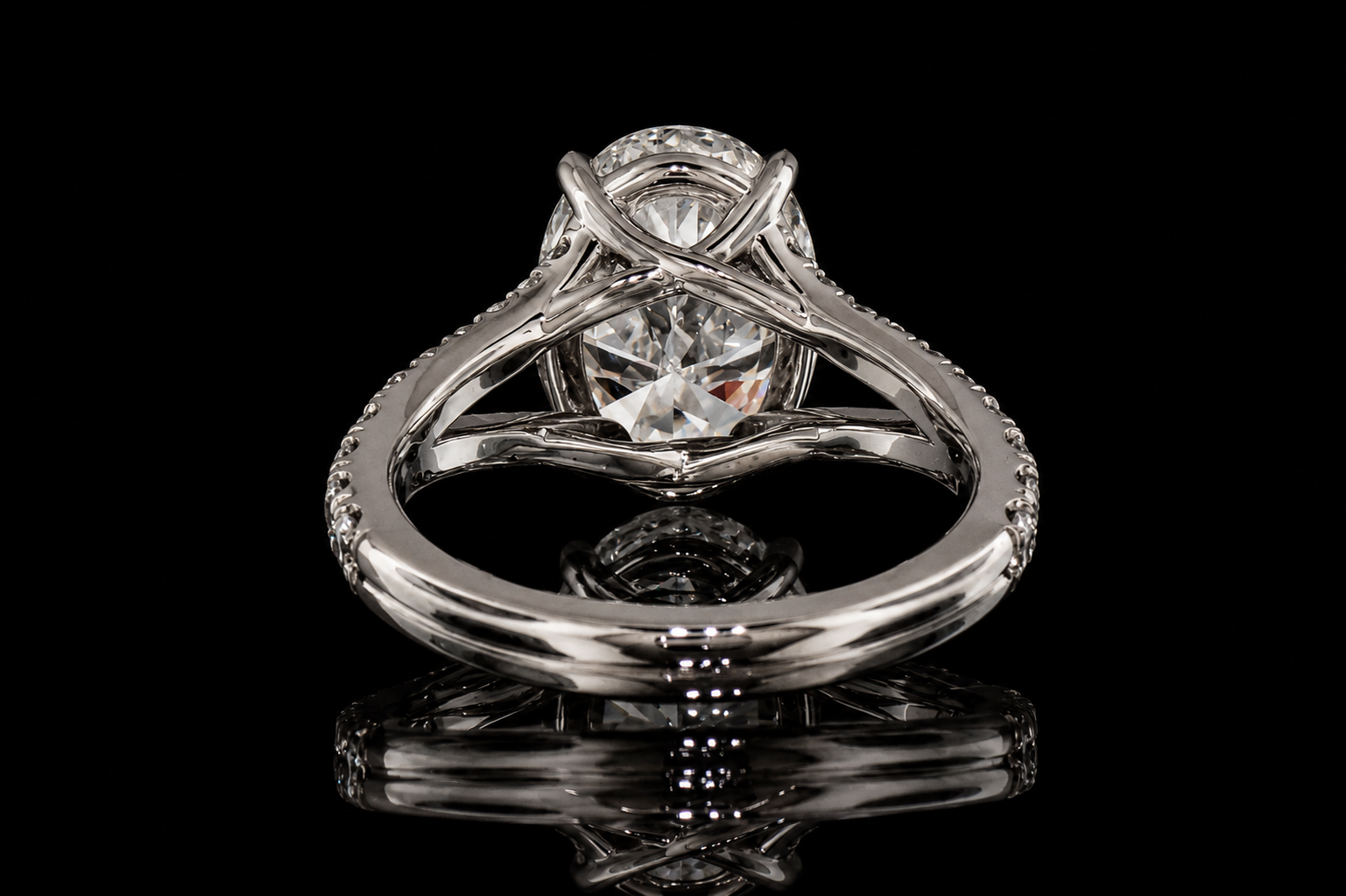 Oval Diamond Split Shank Engagement Ring (eng362)