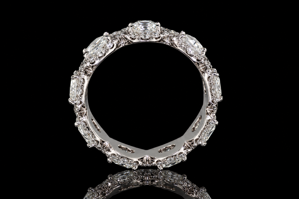 Rose-Cut Diamond Halo Eternity Band (band172)