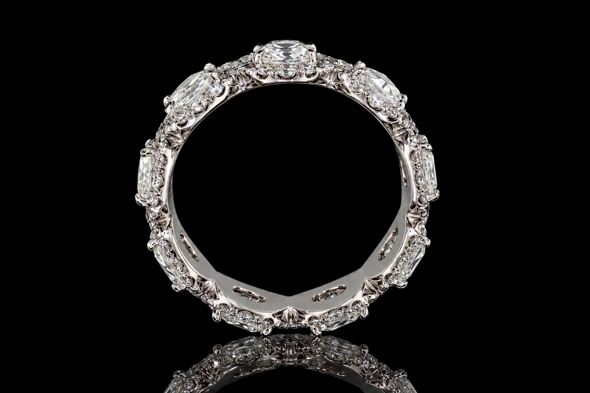 Rose-Cut Diamond Halo Eternity Band (band172)