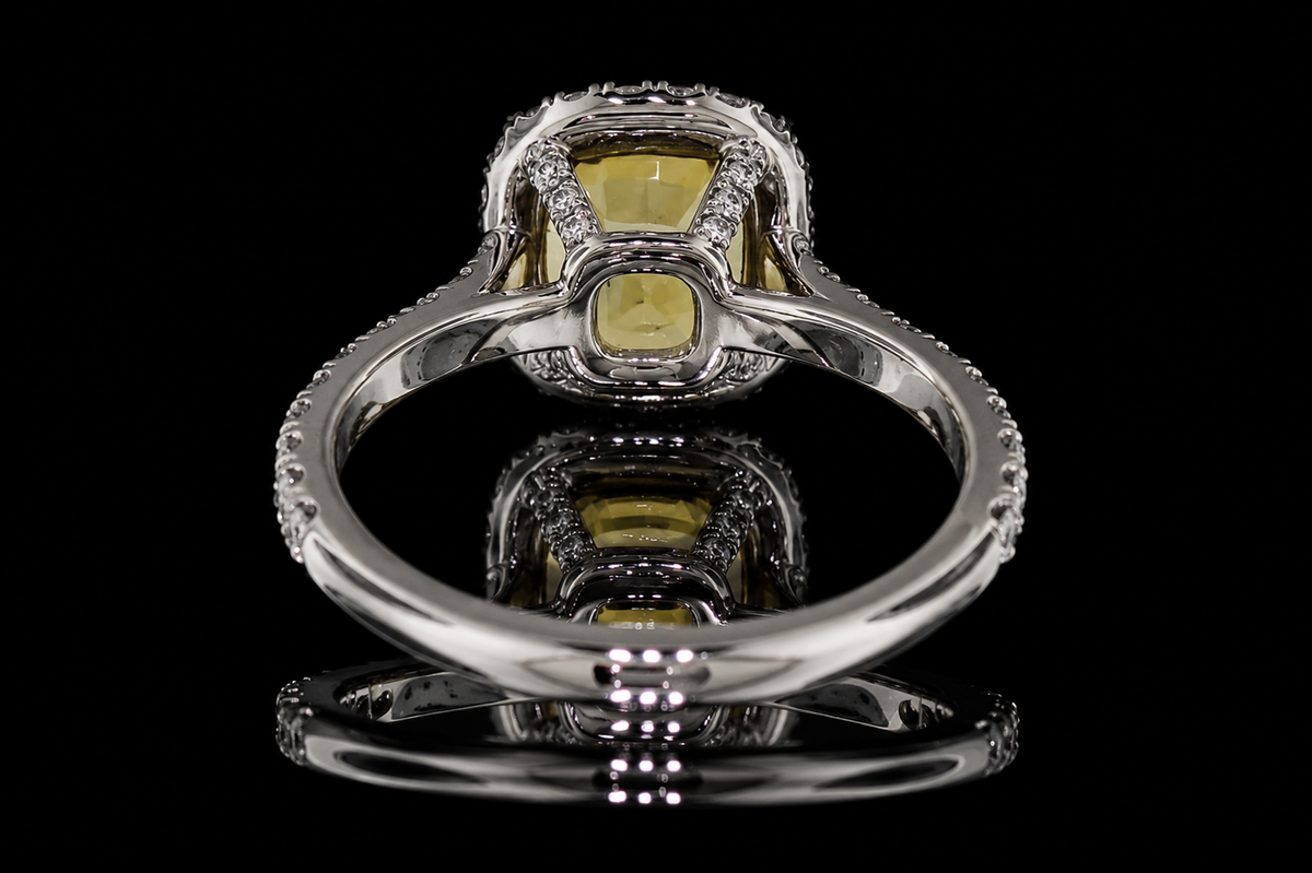 Yellow Cushion Halo Engagement Ring (eng365)