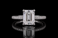 Emerald Cut Diamond Solitaire Ring with Pavé Band (eng471)