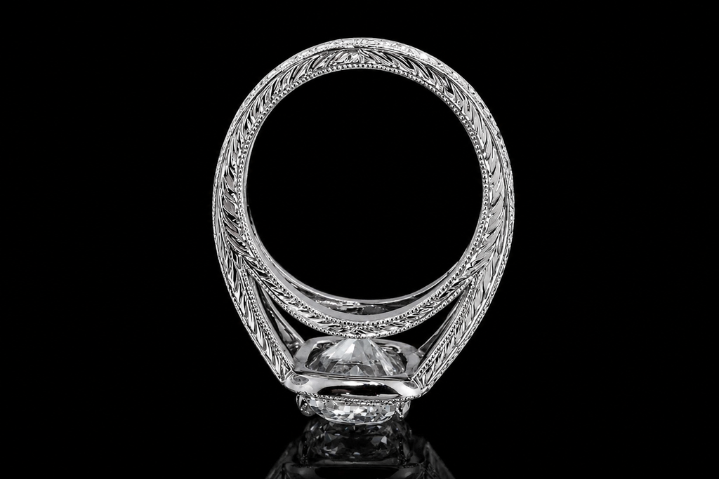 Cushion Cut Diamond Double Halo Split Shank Engagement Ring (eng311)