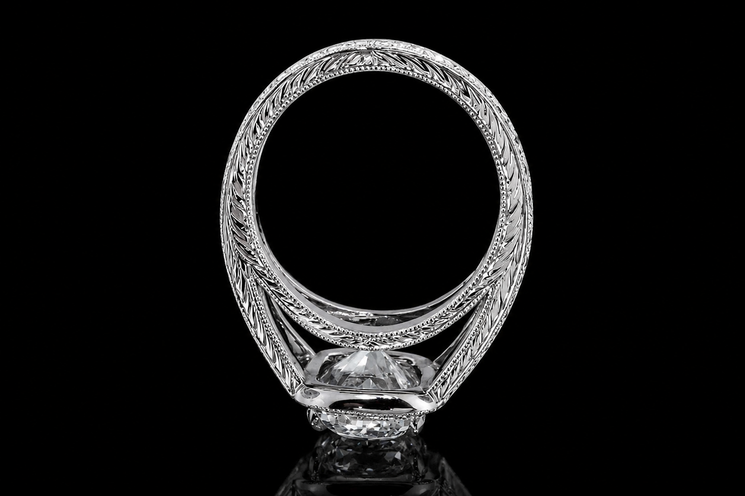 Cushion Cut Diamond Double Halo Split Shank Engagement Ring (eng311)